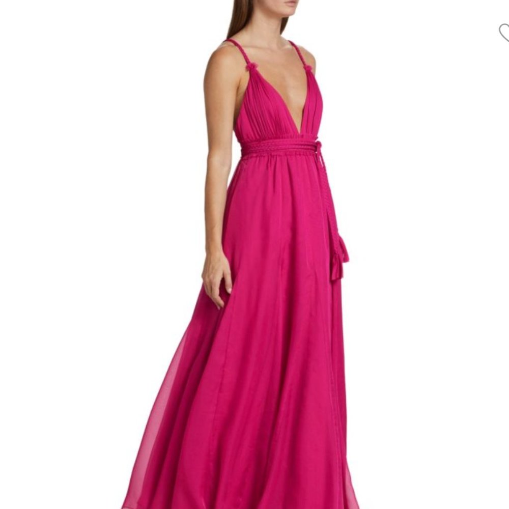 NWT Alice and Olivia Carisa Belted V-Neck Ball Gown